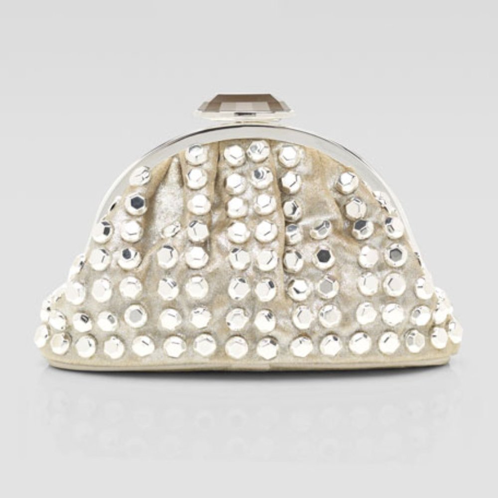 Judith Leiber OVERTURE VELVET AVA STUD SILVER BAG
